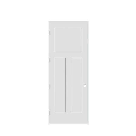Codel Doors 28" x 96" x 1-3/8" Primed 3-Panel Mission Interior Shaker 7-1/4" RH Prehung Door w/Mtt Blk Hinges 2480pri8403RH10B714